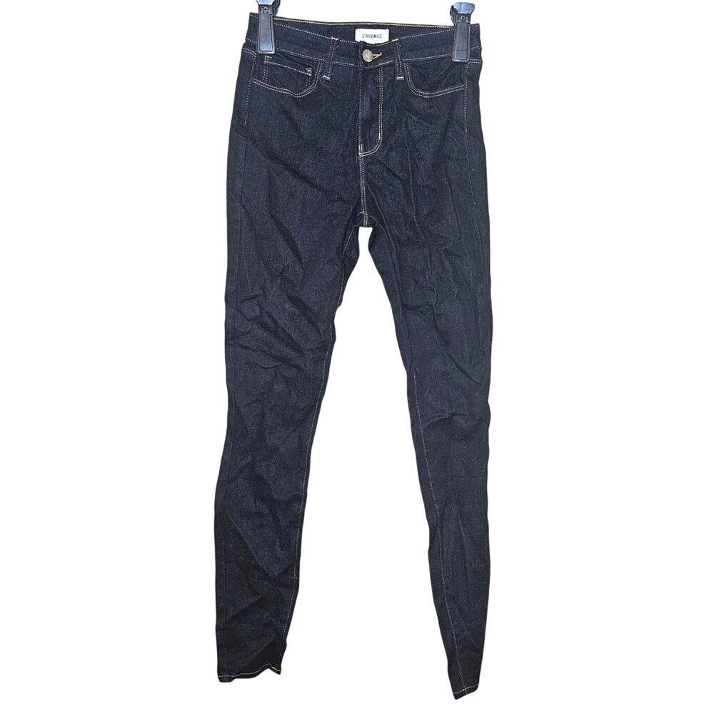 L'agence Size 25 Waist Dark Blue Skinny Jeans Comfortable Soft Designer Pockets
